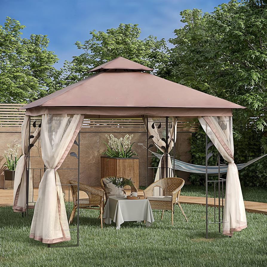 Amazon.com : Outsunny 10' x 10' Metal Patio Gazebo, Double